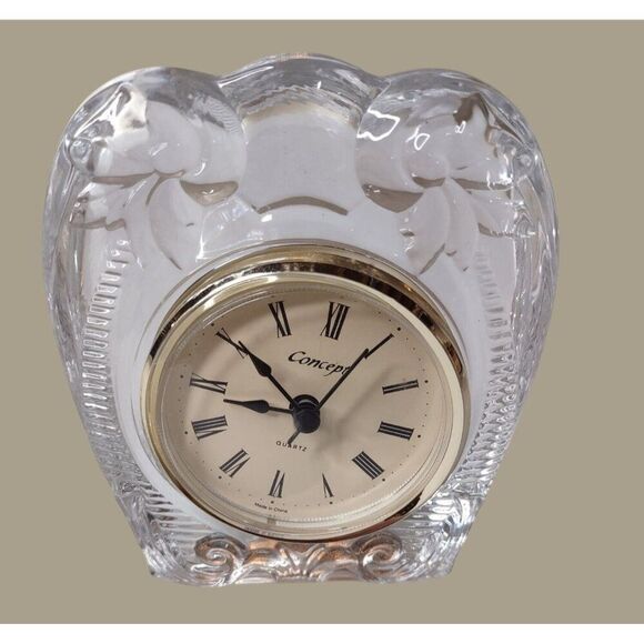 Jardin Crystal Quartz Table Clock With Roman Numerals & Floral Design - Picture 2 of 7